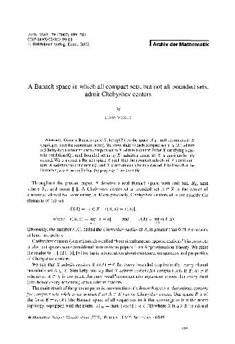 خرید و دانلود نسخه کامل کتاب A Banach space in which all compact sets, but not all bounded sets, admit Chebyshev centers