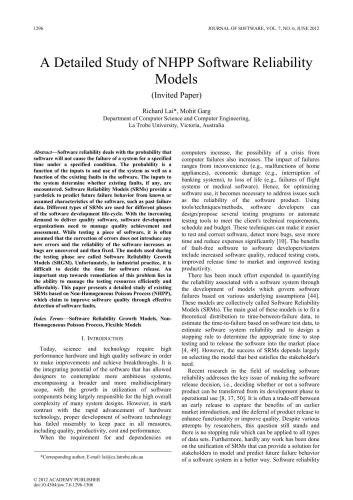 خرید و دانلود نسخه کامل کتاب A Detailed Study of NHPP Software Reliability Models