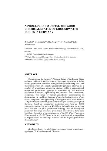 خرید و دانلود نسخه کامل کتاب A procedure to define the good chemical status of groundwater bodies in Germany