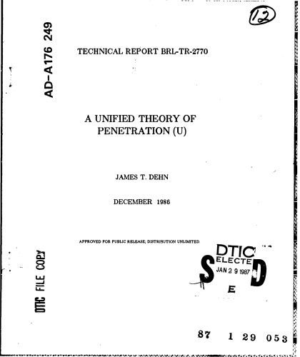 خرید و دانلود نسخه کامل کتاب A UNIFIED THEORY OF PENETRATION (U)