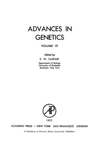 خرید و دانلود نسخه کامل کتاب Advances in Genetics, Vol. 19