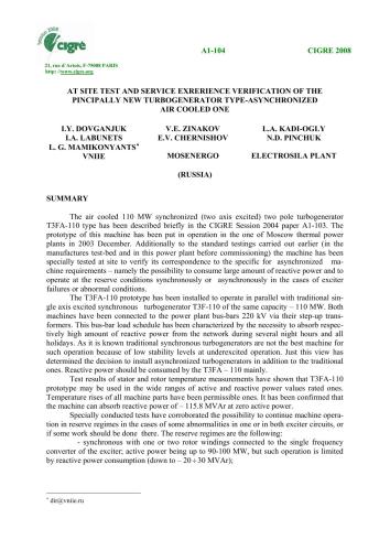 خرید و دانلود نسخه کامل کتاب At site and service exrerience verification of the pincipally new turbogenerator type-asynchronized air cooled one