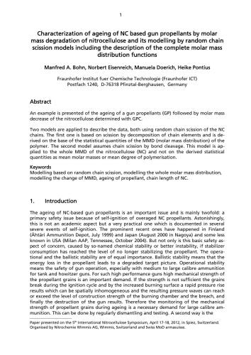 خرید و دانلود نسخه کامل کتاب Characterization of ageing of NC based gun propellants by molar mass degradation of nitrocellulose and its modelling by random chain scission models including the description of the complete molar mass distribution functions