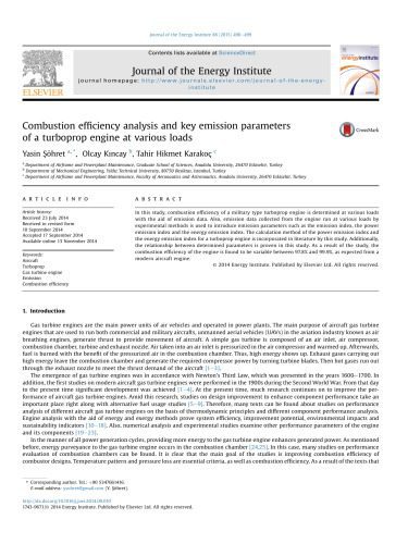 خرید و دانلود نسخه کامل کتاب Combustion efficiency analysis and key emission parameters of a turboprop engine at various loads