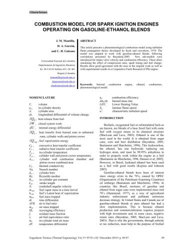 خرید و دانلود نسخه کامل کتاب Combustion Model for Spark Ignition Engines Operating on Gasoline-Ethanol Blends