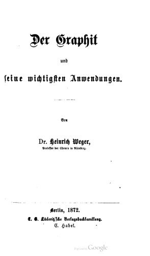 خرید و دانلود نسخه کامل کتاب Der Graphit und seine wichtigsten Anwendungen