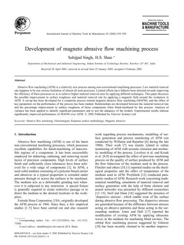 خرید و دانلود نسخه کامل کتاب Development of magneto abrasive flow machining process