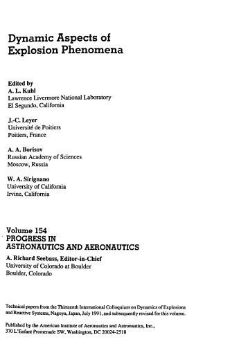 خرید و دانلود نسخه کامل کتاب Dynamic Aspects of Explosion Phenomena (Progress in Astronautics and Aeronautics)