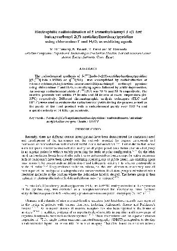 خرید و دانلود نسخه کامل کتاب Electrophilic radioiodination of 5-trimethylstannyl-3-((1-tert- butoxycarbonyl-2(S)-azetidinyl)methoxy)pyridine using chloramine-T and H2O2 as oxidizing agents