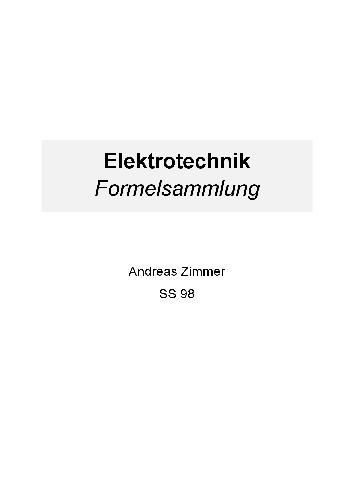 خرید و دانلود نسخه کامل کتاب Elektrotechnik Formelsammlung
