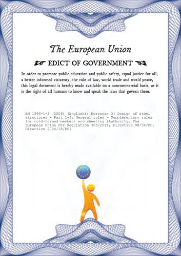 خرید و دانلود نسخه کامل کتاب EN 1993-1-3: 2006 Eurocode 3 – Design of steel structures – Part 1-3: General rules – Supplementary rules for cold-formed members and sheeting
