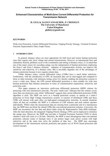 خرید و دانلود نسخه کامل کتاب Enhanced Characteristics of Multi-Zone Current Differential Protection for Transmission Network