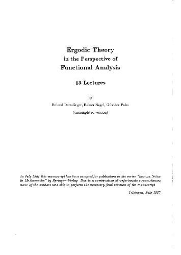 خرید و دانلود نسخه کامل کتاب Ergodic theory in the perspective of functional analysis