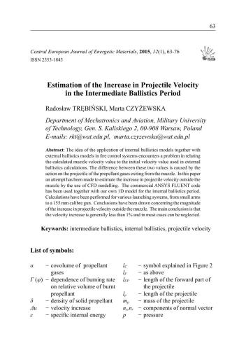 خرید و دانلود نسخه کامل کتاب Estimation of the increase in projectile velocity in the intermediate ballistics period