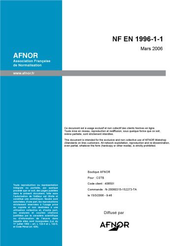 خرید و دانلود نسخه کامل کتاب Eurocode 6 Calcul des ouvrages en maçonnerie Partie 1-1 : Règles générales pour ouvrages en maçonnerie armée et non armée