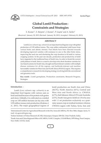 خرید و دانلود نسخه کامل کتاب Global Lentil Production: Constraints and Strategies