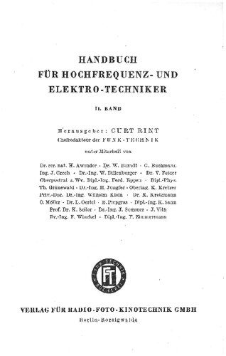 خرید و دانلود نسخه کامل کتاب HANDBUCH FÜR HOCHFREQUENZ- UND ELEKTRO-TECHNIKER