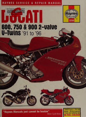 خرید و دانلود نسخه کامل کتاب Haynes Ducati 600, 750 & 900 2-Valve V-Twins Service and Repair Manual
