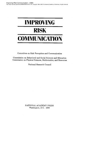 خرید و دانلود نسخه کامل کتاب Improving Risk Communication