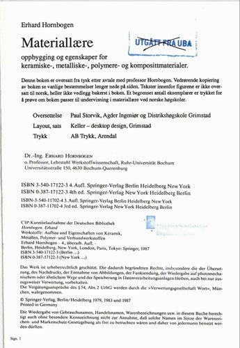 خرید و دانلود نسخه کامل کتاب Materiallære : oppbygging og egenskaper for keramiske, metalliske, polymere og komposittmaterialer