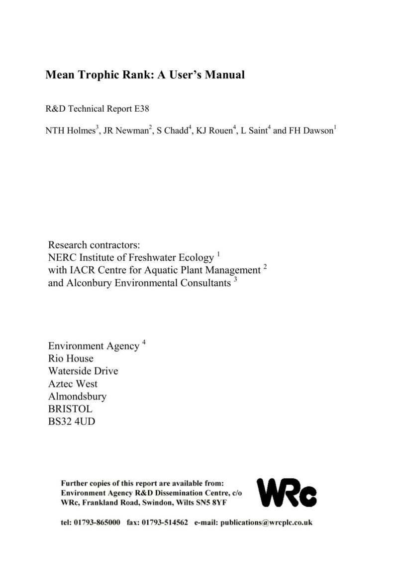 خرید و دانلود نسخه کامل کتاب Mean Trophic Rank : a user’s manual.