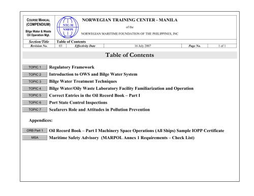 خرید و دانلود نسخه کامل کتاب Norwegian Training Center. Bilge Water/Waste Oil Operation Management Course