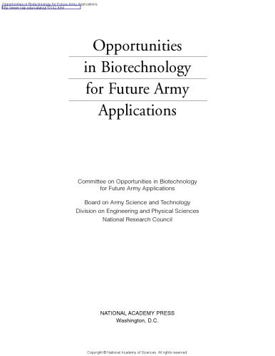 خرید و دانلود نسخه کامل کتاب Opportunities in Biotechnology for Future Army Applications