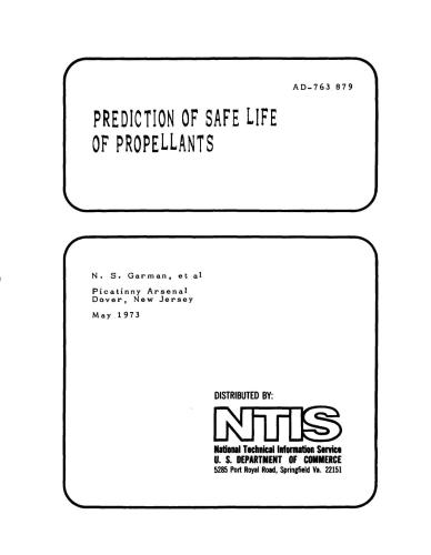 خرید و دانلود نسخه کامل کتاب Prediction of safe life of propellants