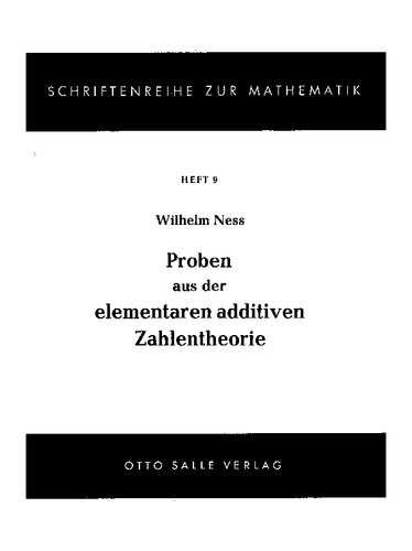 خرید و دانلود نسخه کامل کتاب Proben aus der elementaren additiven Zahlentheorie