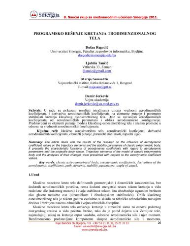 خرید و دانلود نسخه کامل کتاب Programsko rešenje kretanja trodimenzionalnog tela