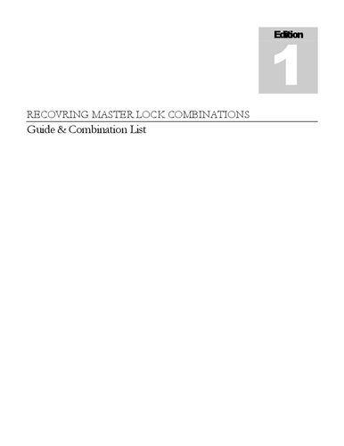 خرید و دانلود نسخه کامل کتاب Recovering Master Lock Combinations: Guide & Combination List