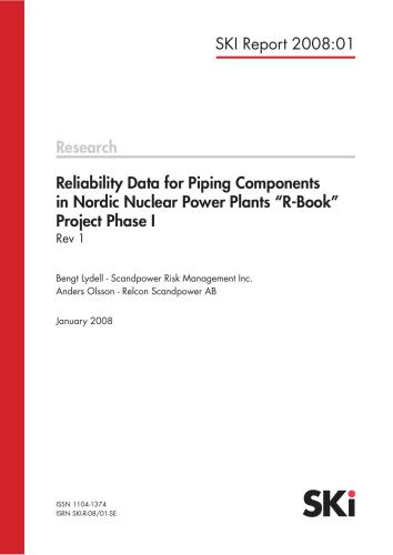 خرید و دانلود نسخه کامل کتاب Reliability Data for Piping Components in Nordic Nuclear Power Plants R-Book Project Phase I