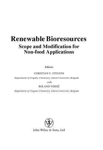 خرید و دانلود نسخه کامل کتاب Renewable Bioresources: Scope and Modification for Non-Food Applications
