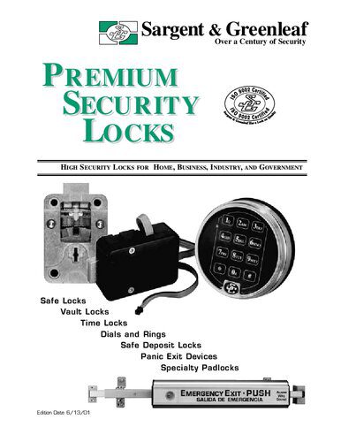 خرید و دانلود نسخه کامل کتاب Sargent & Greenleaf Premium Security Locks 2001 Catalog