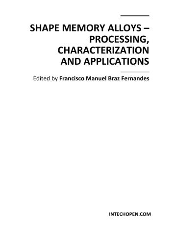خرید و دانلود نسخه کامل کتاب Shape Memory Alloys – Processing, Characterization and Applications