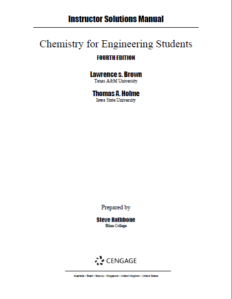 خرید و دانلود نسخه کامل کتاب Solutions Manual for Chemistry for Engineering Students (4th Edition) – Pdf