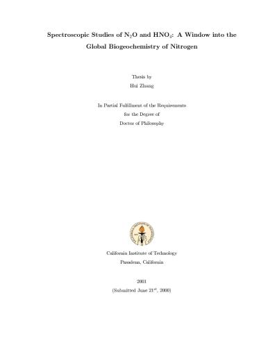 خرید و دانلود نسخه کامل کتاب Spectroscopic Studies of N2O and HNO4: A Window into the Global Biogeochemistry of Nitrogen