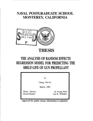 خرید و دانلود نسخه کامل کتاب The analysis of random effects regression model for predicting the shelf-life of gun propellant