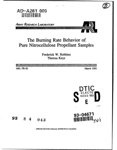 خرید و دانلود نسخه کامل کتاب The Burning Rate Behavior of Pure Nitrocellulose Propellant Samples