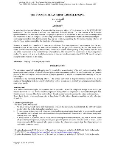 خرید و دانلود نسخه کامل کتاب The Dynamic Behavior of a Diesel Engine