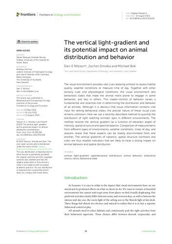 خرید و دانلود نسخه کامل کتاب The vertical light-gradient and its potential impact on animal distribution and behavior