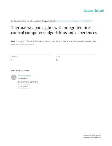 خرید و دانلود نسخه کامل کتاب Thermal weapon sights with integrated fire control computers: algorithms and experiences