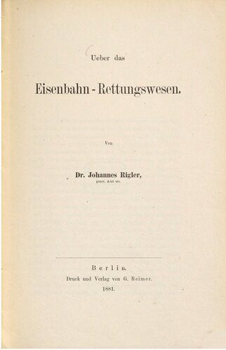 خرید و دانلود نسخه کامل کتاب Über das Eisenbahn-Rettungswesen