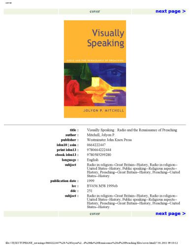 خرید و دانلود نسخه کامل کتاب Visually Speaking: Radio and the Renaissance of Preaching