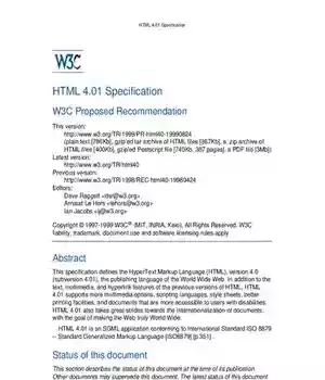 دانلود کتاب HTML 4.01 Specification